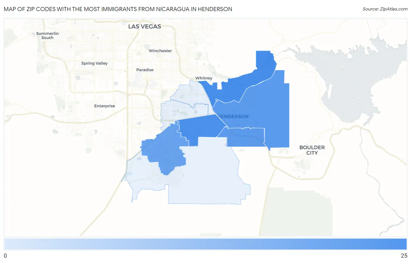 Zip Codes with the Most Immigrants from Nicaragua in Henderson Map