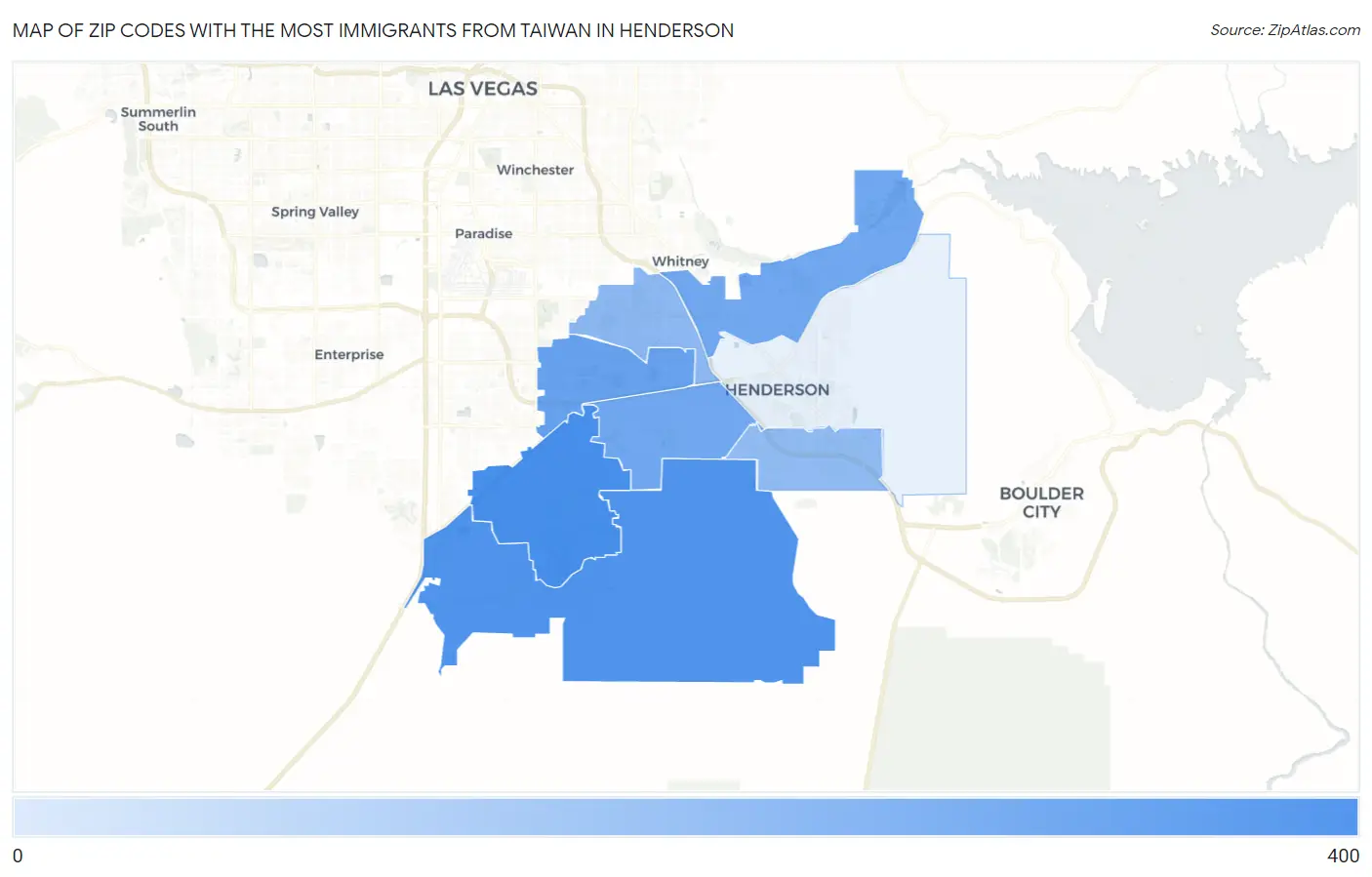 Zip Codes with the Most Immigrants from Taiwan in Henderson Map