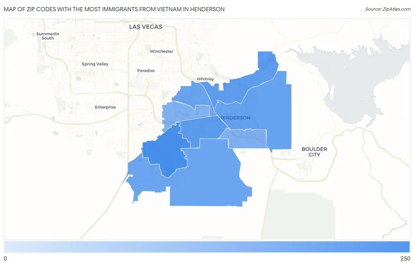 Zip Codes with the Most Immigrants from Vietnam in Henderson Map