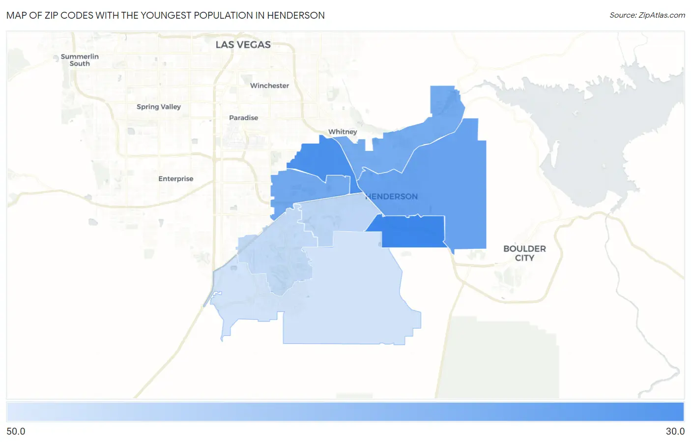 Zip Codes with the Youngest Population in Henderson Map