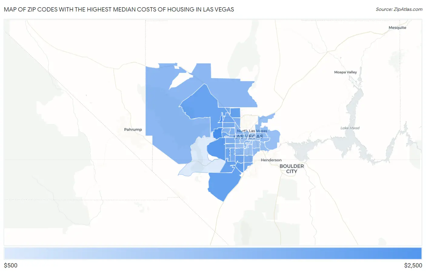 Zip Codes with the Highest Median Costs of Housing in Las Vegas Map