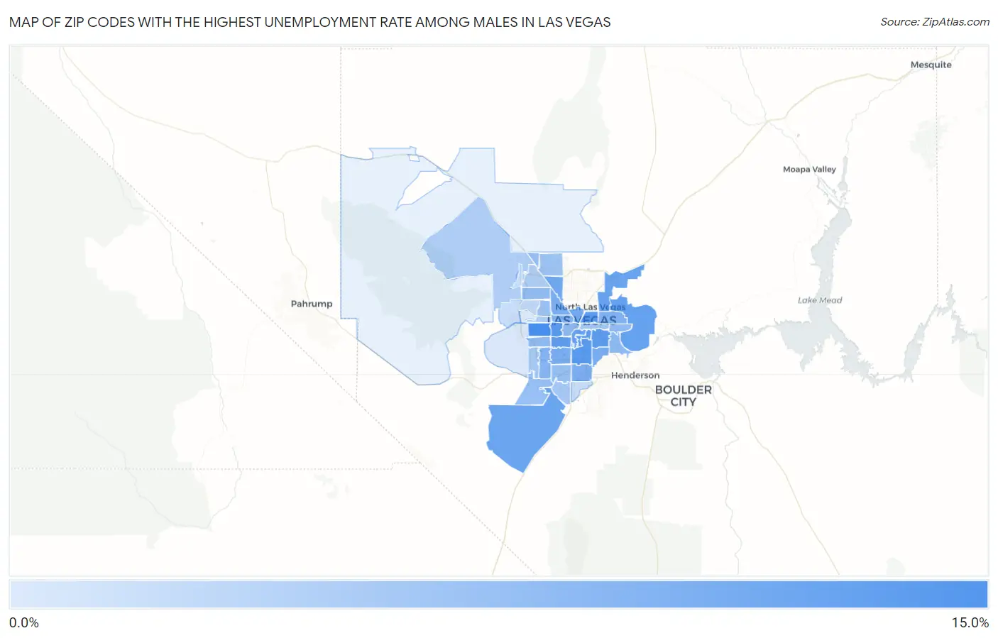 Zip Codes with the Highest Unemployment Rate Among Males in Las Vegas Map