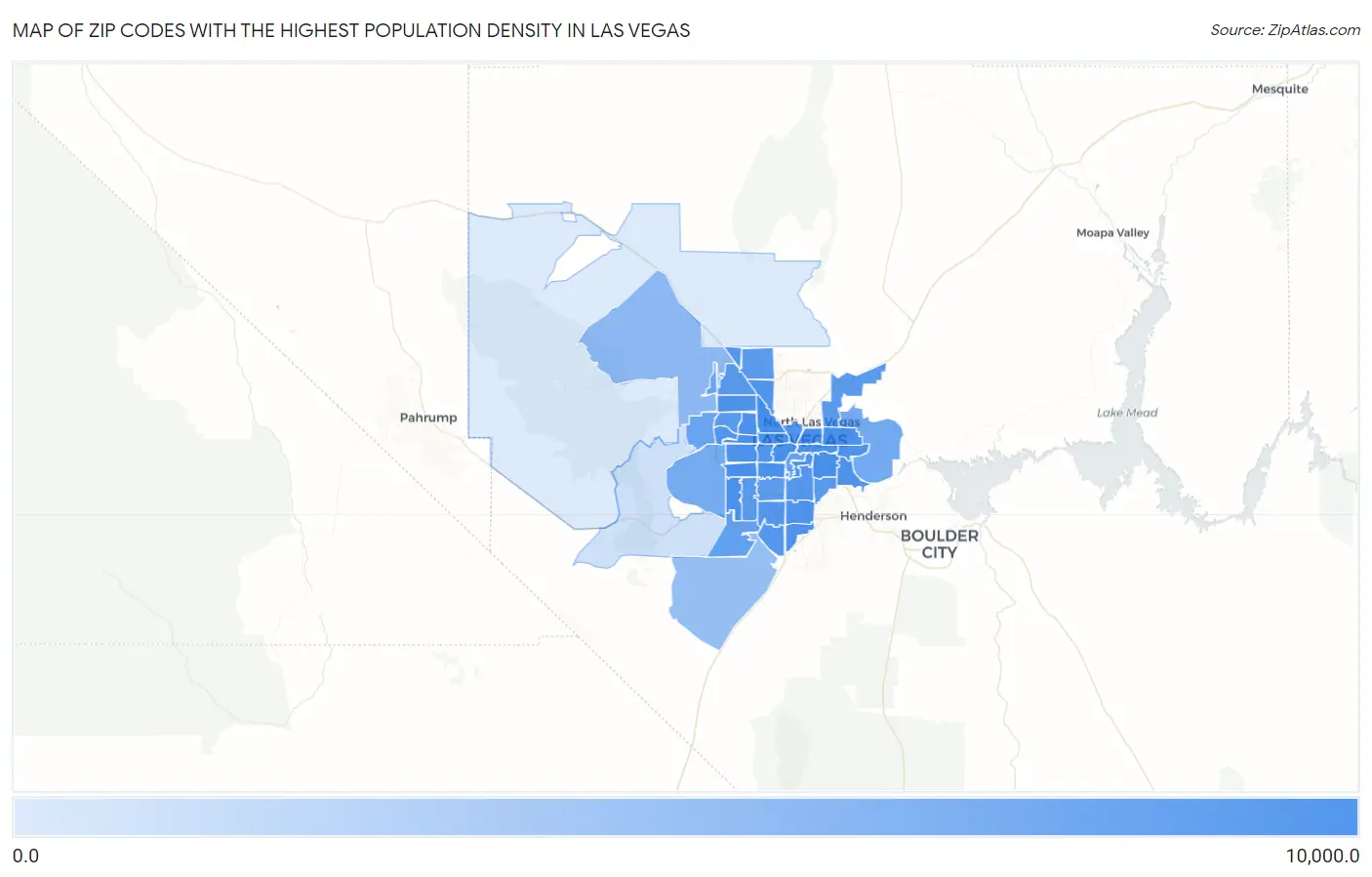 Zip Codes with the Highest Population Density in Las Vegas Map