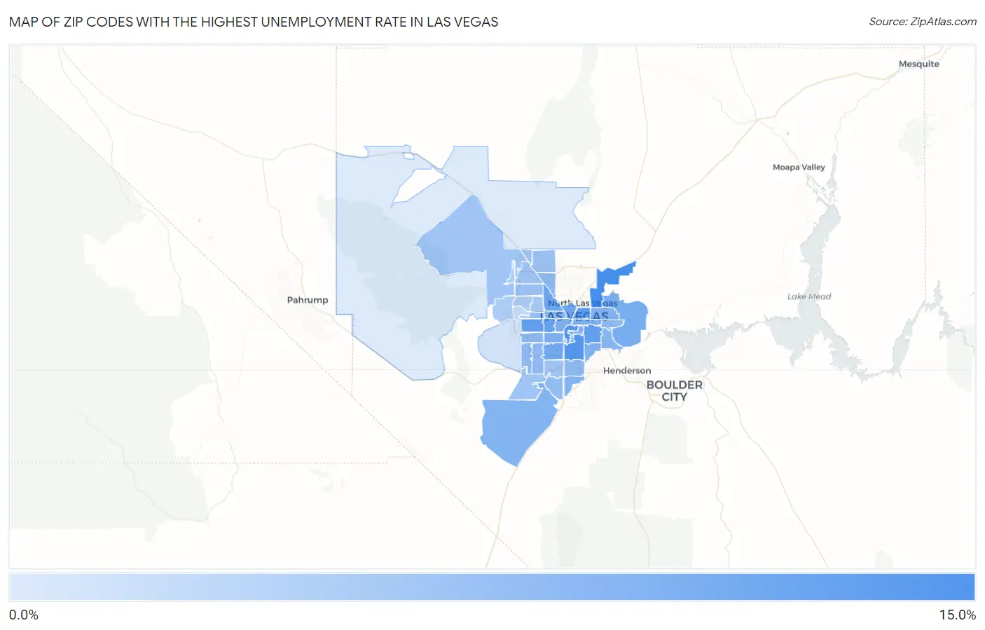 Zip Codes with the Highest Unemployment Rate in Las Vegas Map