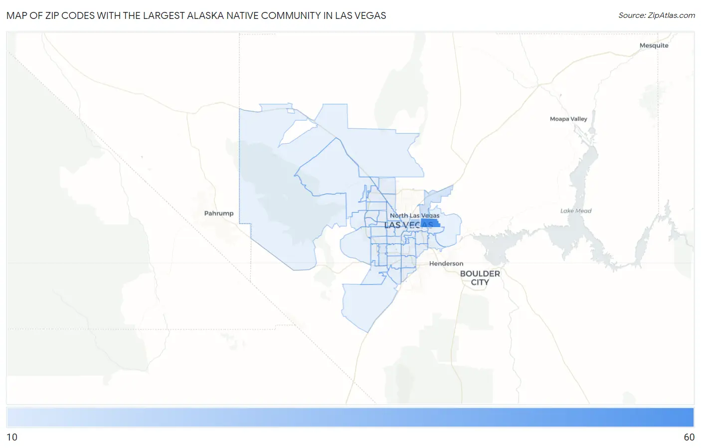 Zip Codes with the Largest Alaska Native Community in Las Vegas Map