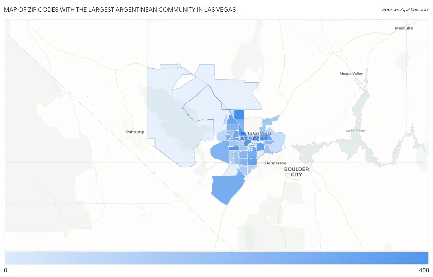 Zip Codes with the Largest Argentinean Community in Las Vegas Map
