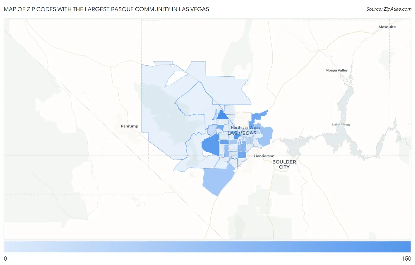 Zip Codes with the Largest Basque Community in Las Vegas Map