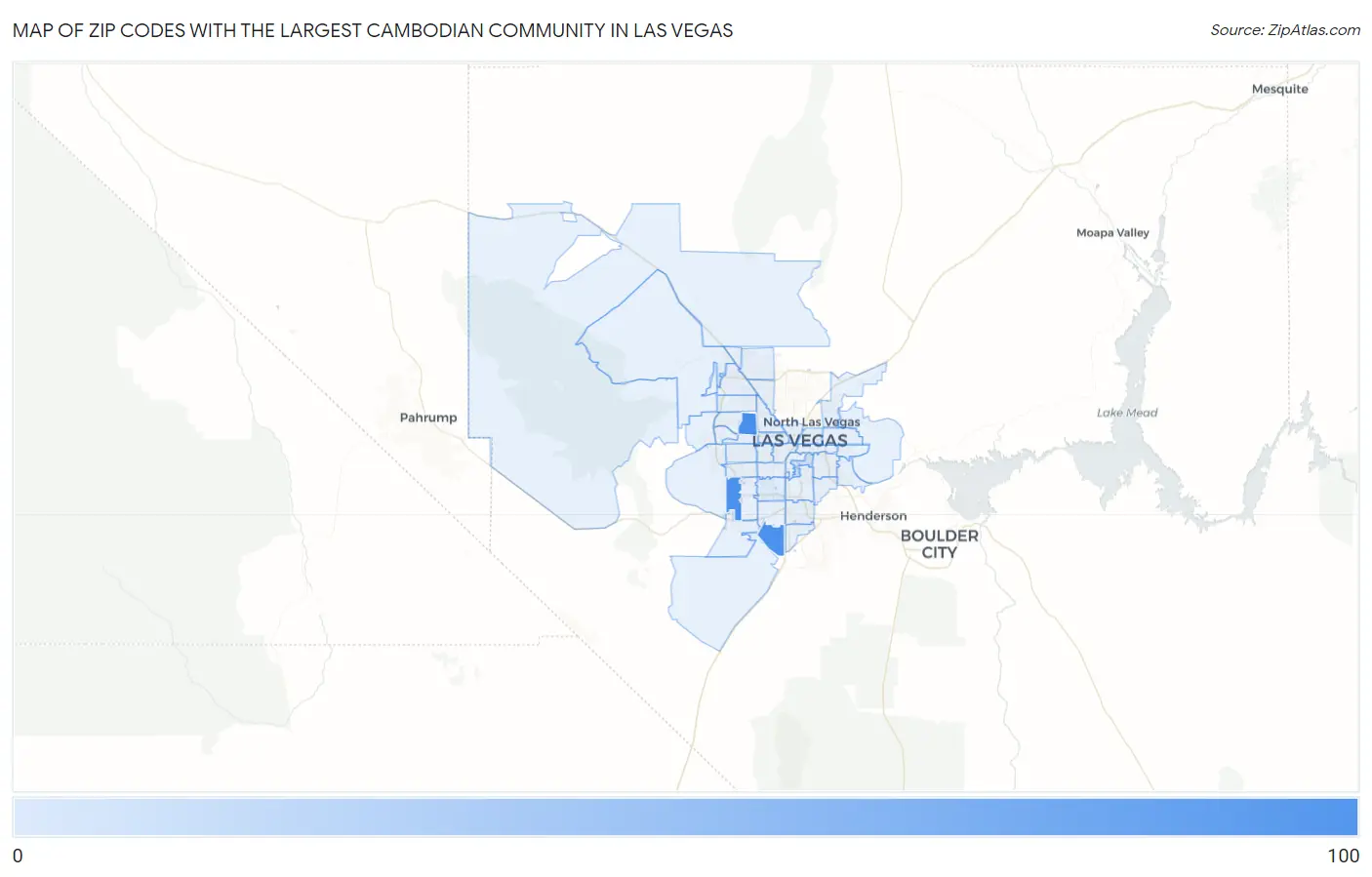 Zip Codes with the Largest Cambodian Community in Las Vegas Map