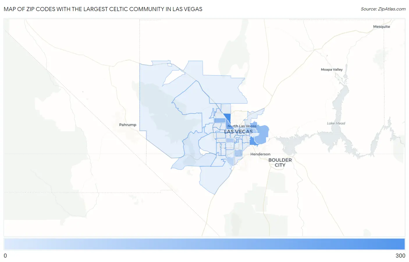 Zip Codes with the Largest Celtic Community in Las Vegas Map