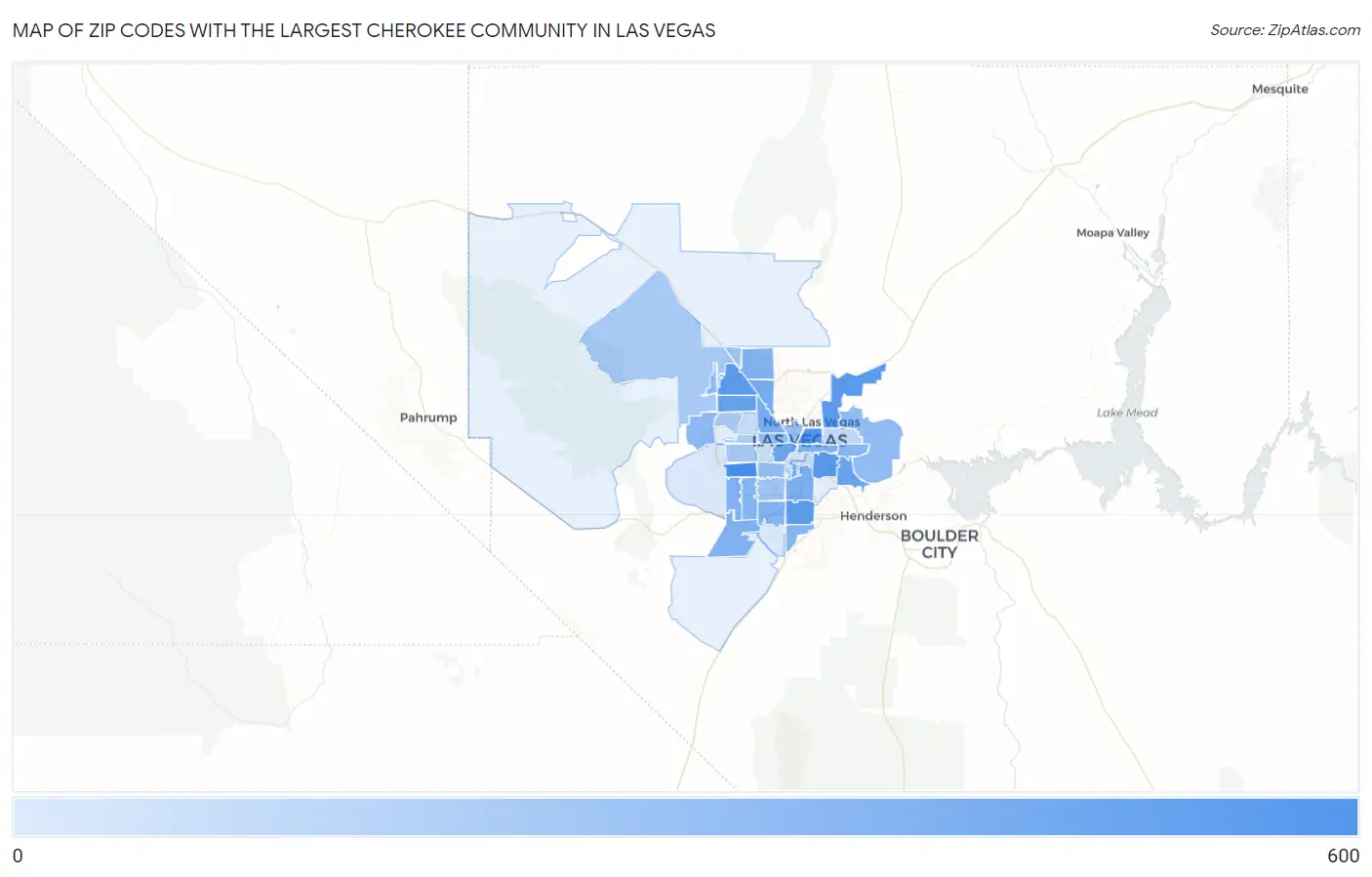 Zip Codes with the Largest Cherokee Community in Las Vegas Map