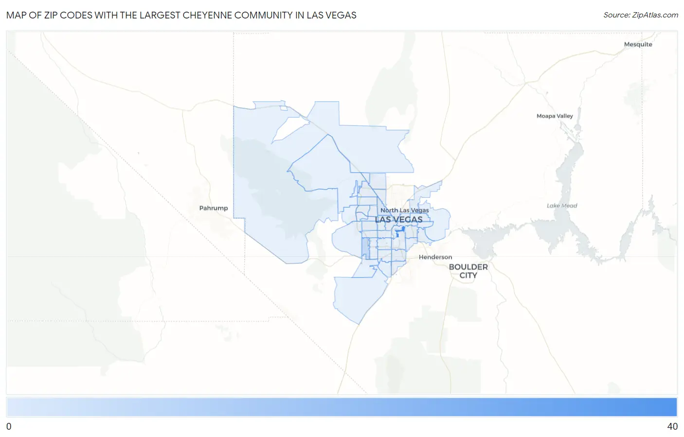 Zip Codes with the Largest Cheyenne Community in Las Vegas Map