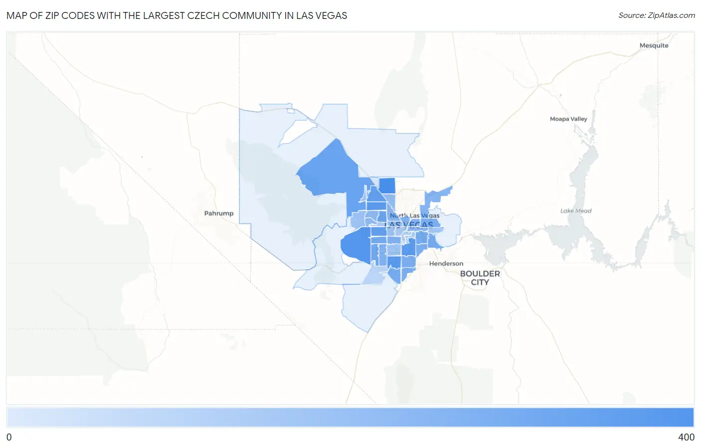 Zip Codes with the Largest Czech Community in Las Vegas Map