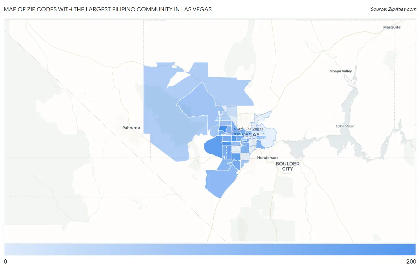 Zip Codes with the Largest Filipino Community in Las Vegas Map
