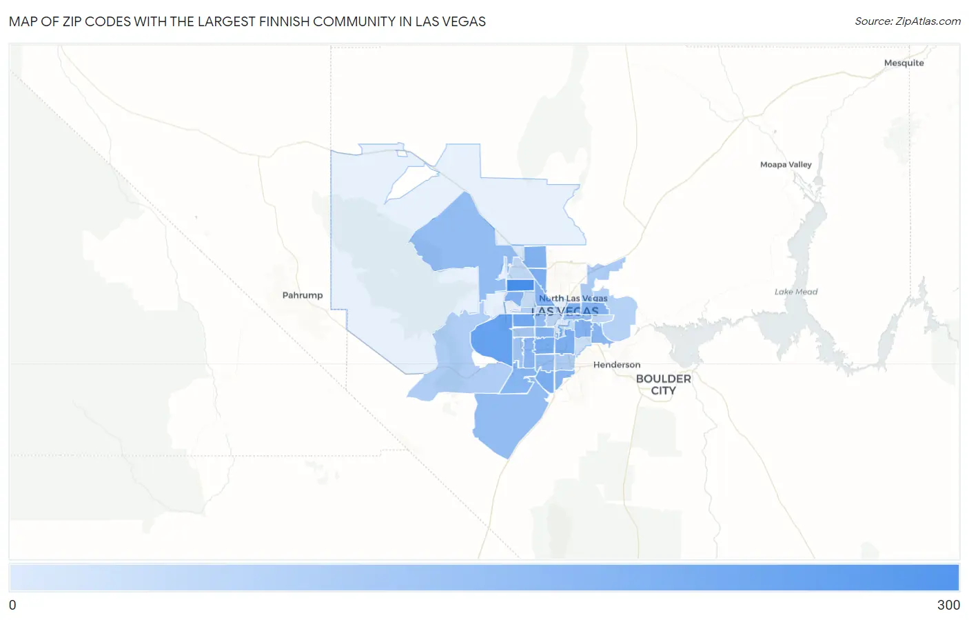 Zip Codes with the Largest Finnish Community in Las Vegas Map