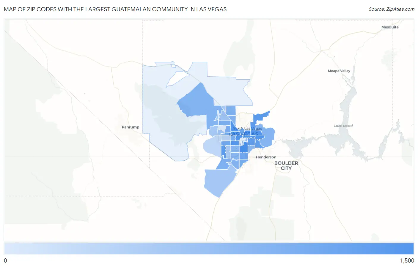 Zip Codes with the Largest Guatemalan Community in Las Vegas Map