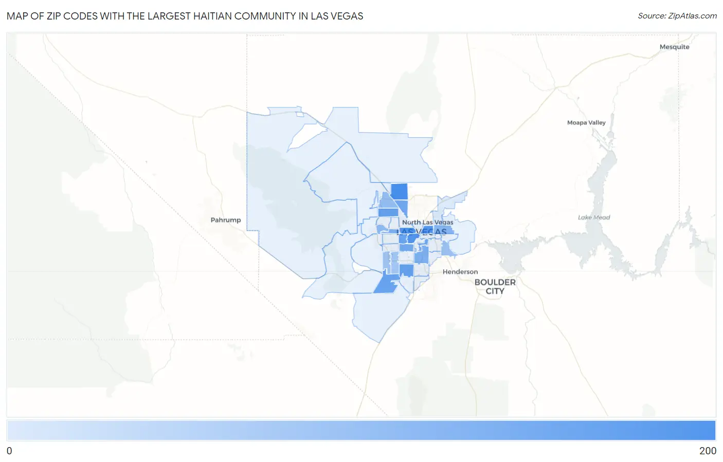Zip Codes with the Largest Haitian Community in Las Vegas Map