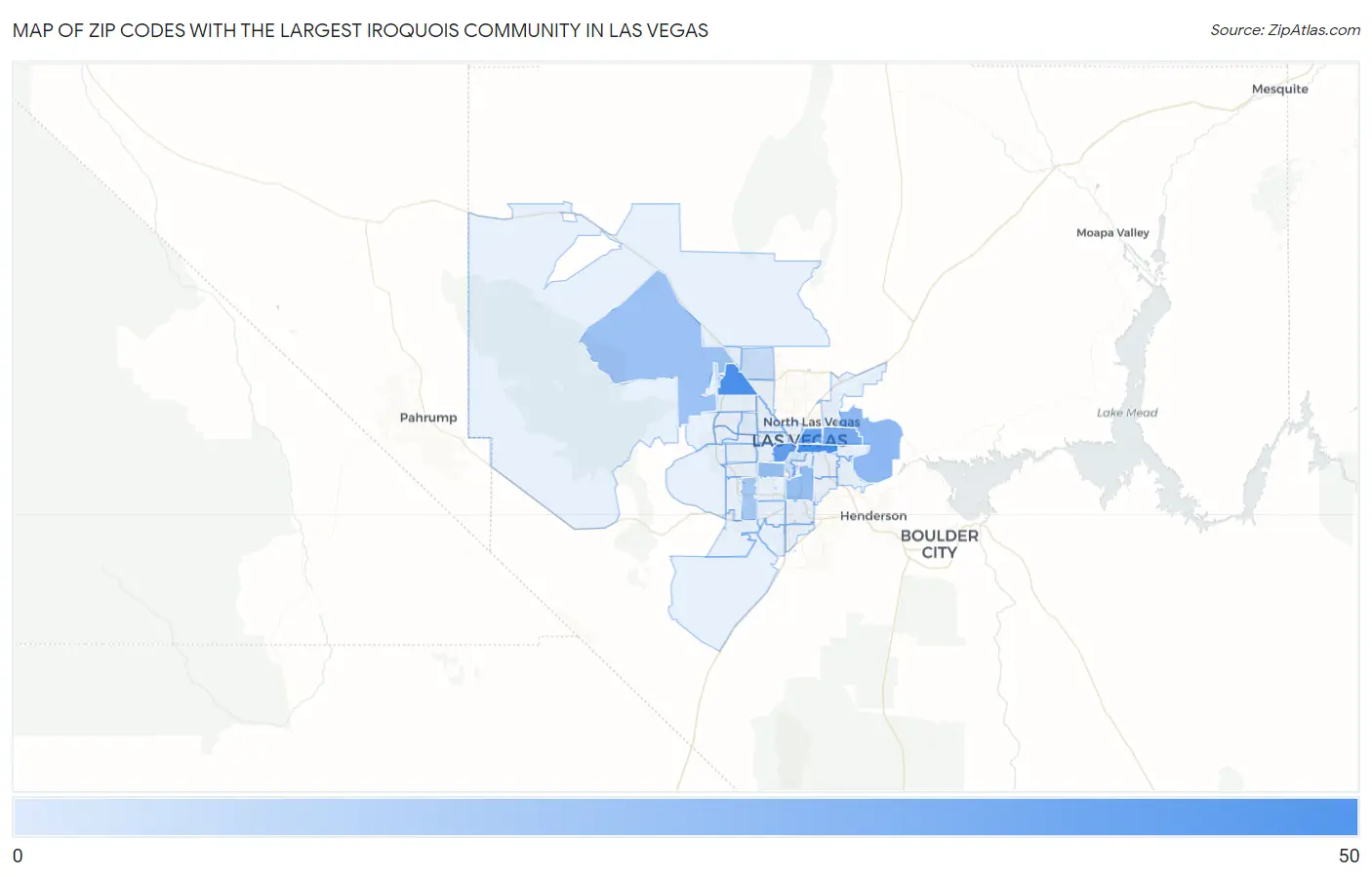 Zip Codes with the Largest Iroquois Community in Las Vegas Map