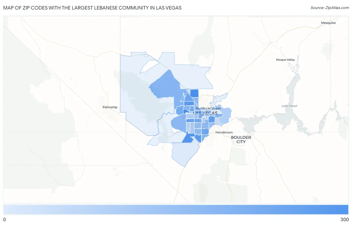 Zip Codes with the Largest Lebanese Community in Las Vegas Map