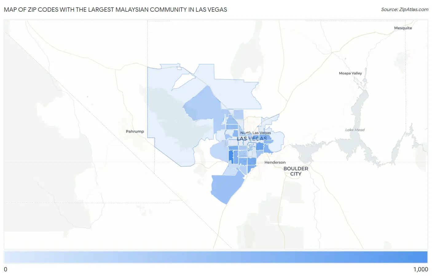 Zip Codes with the Largest Malaysian Community in Las Vegas Map