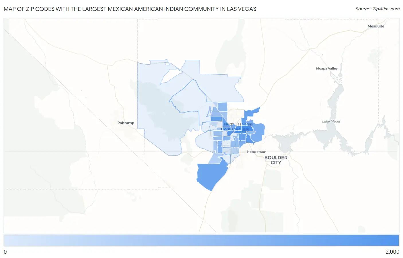 Zip Codes with the Largest Mexican American Indian Community in Las Vegas Map