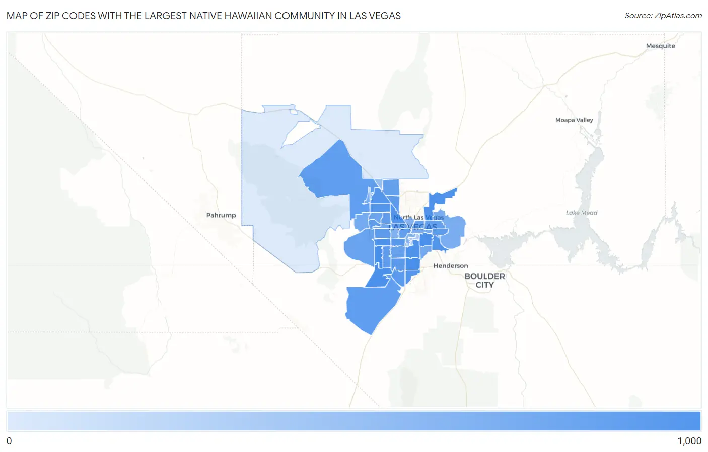 Zip Codes with the Largest Native Hawaiian Community in Las Vegas Map