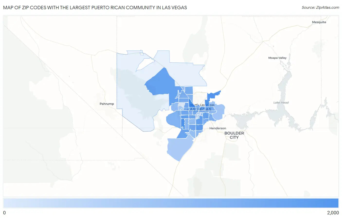 Zip Codes with the Largest Puerto Rican Community in Las Vegas Map