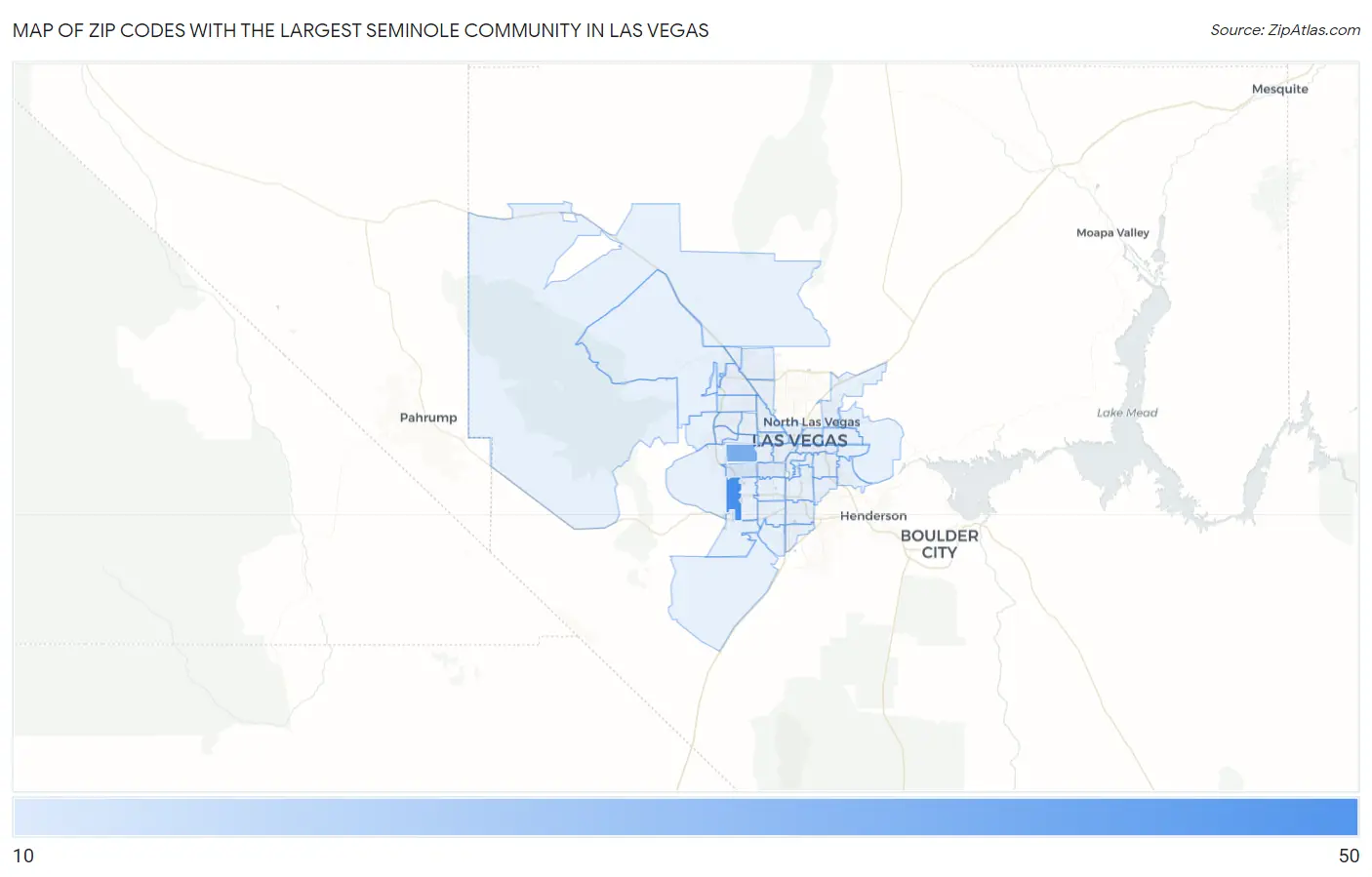 Zip Codes with the Largest Seminole Community in Las Vegas Map