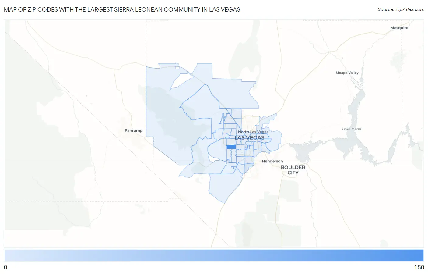 Zip Codes with the Largest Sierra Leonean Community in Las Vegas Map