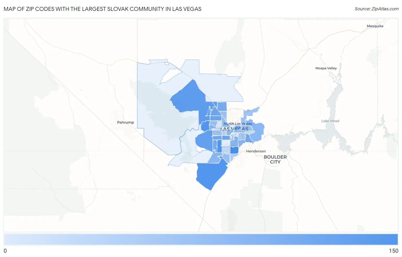 Zip Codes with the Largest Slovak Community in Las Vegas Map