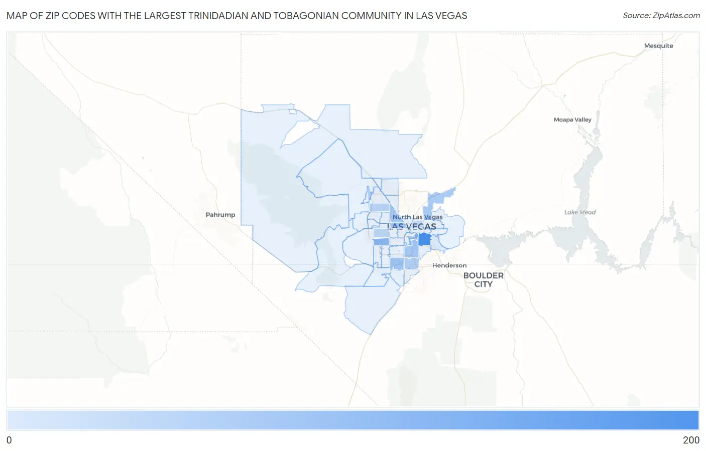 Zip Codes with the Largest Trinidadian and Tobagonian Community in Las Vegas Map