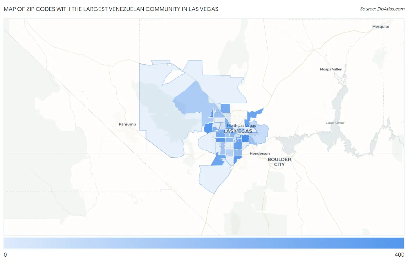 Zip Codes with the Largest Venezuelan Community in Las Vegas Map