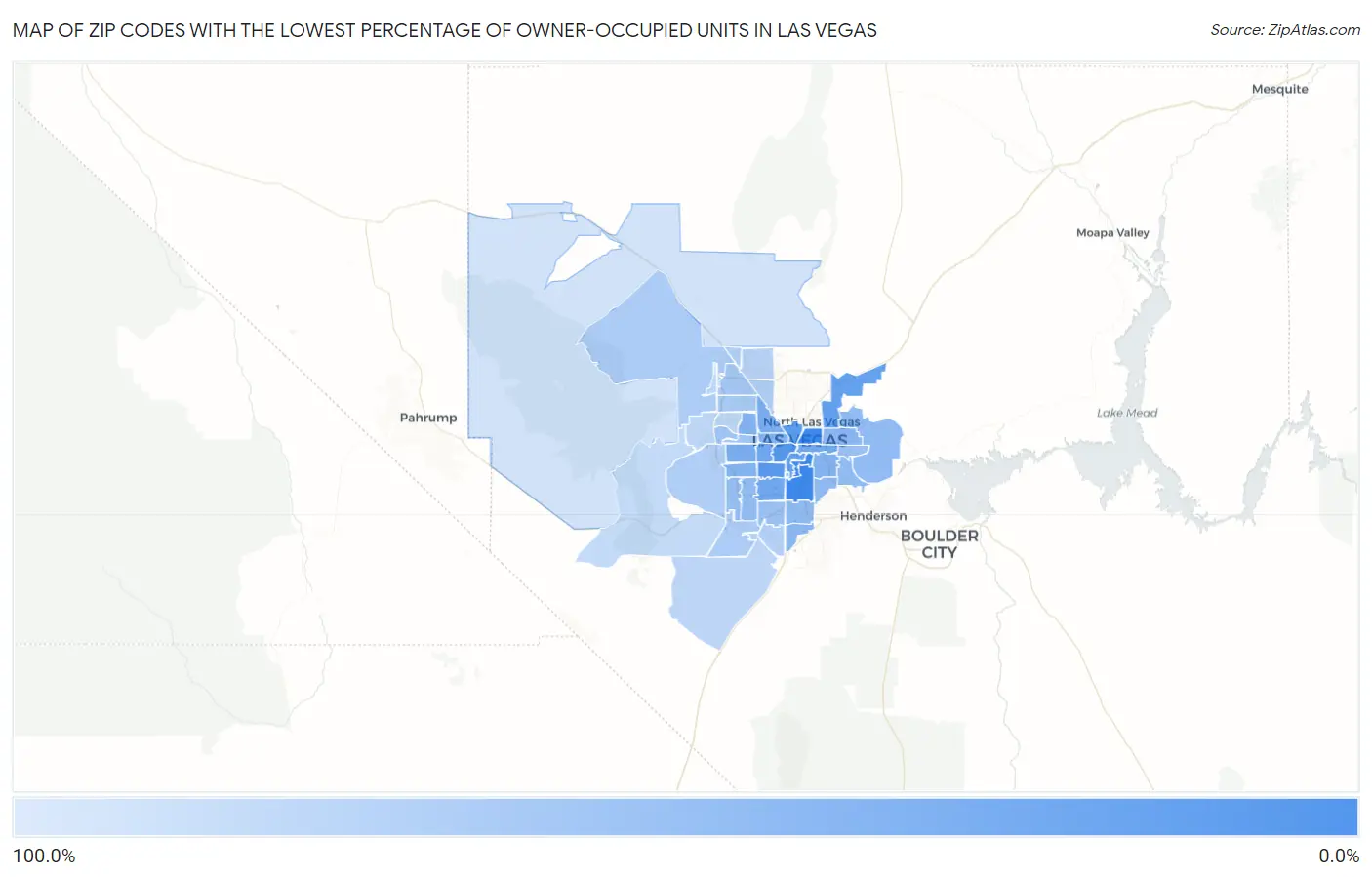 Zip Codes with the Lowest Percentage of Owner-Occupied Units in Las Vegas Map
