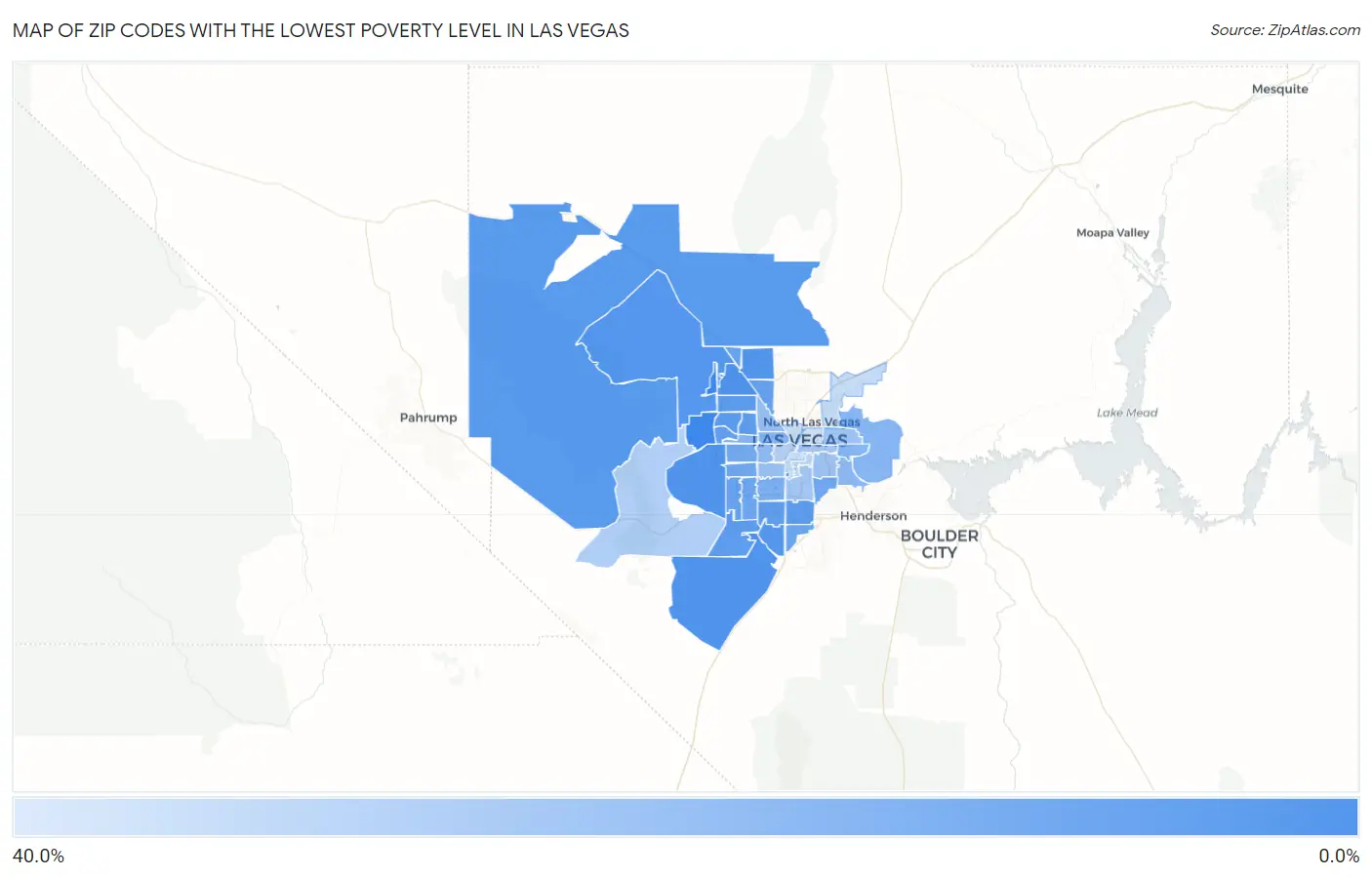 Zip Codes with the Lowest Poverty Level in Las Vegas Map