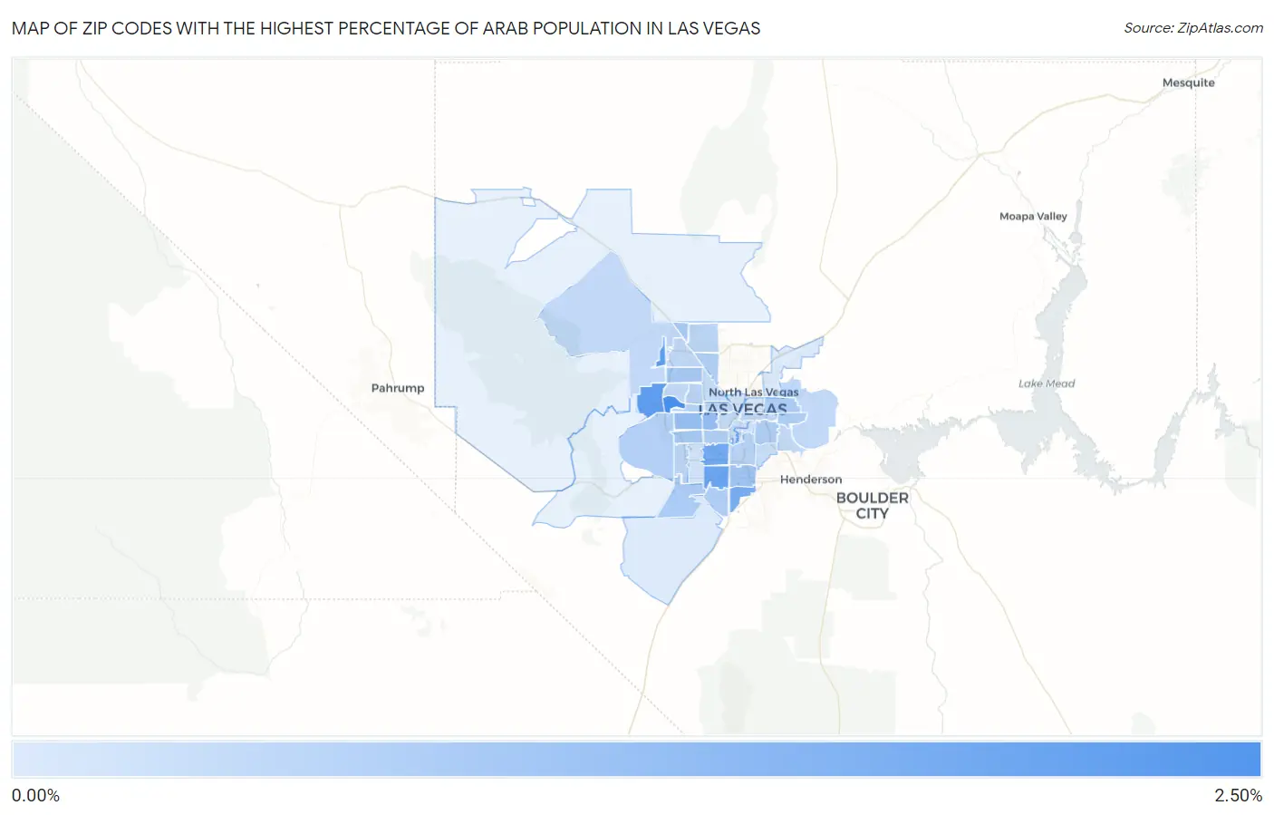 Zip Codes with the Highest Percentage of Arab Population in Las Vegas Map