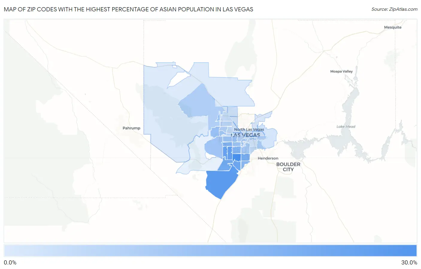 Zip Codes with the Highest Percentage of Asian Population in Las Vegas Map