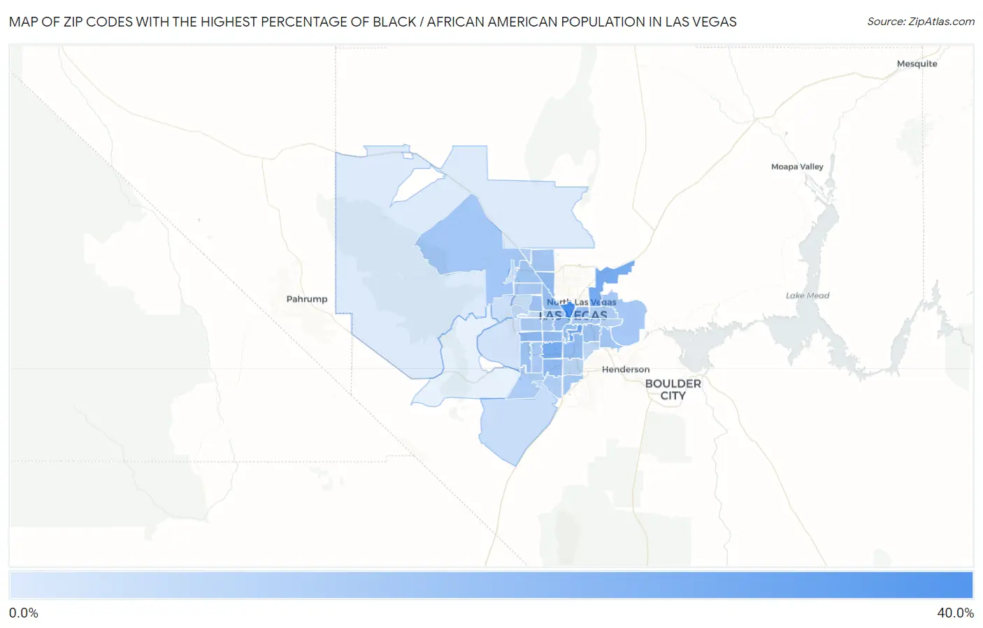 Zip Codes with the Highest Percentage of Black / African American Population in Las Vegas Map