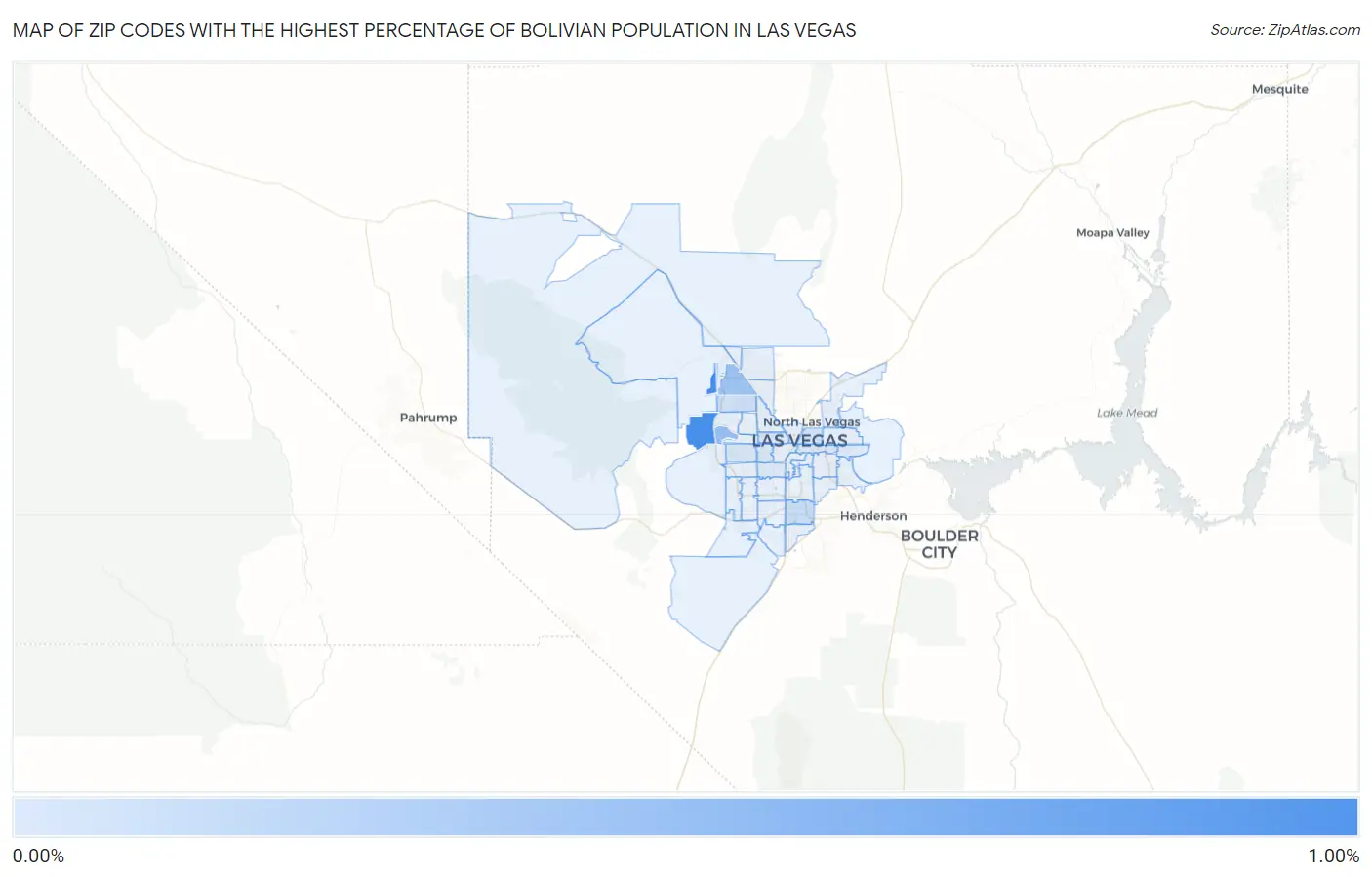 Zip Codes with the Highest Percentage of Bolivian Population in Las Vegas Map