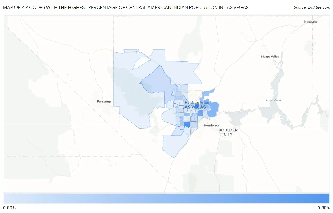 Zip Codes with the Highest Percentage of Central American Indian Population in Las Vegas Map