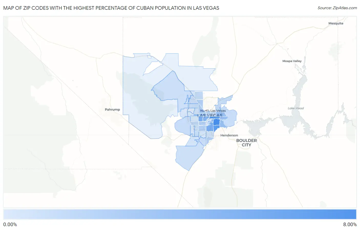 Zip Codes with the Highest Percentage of Cuban Population in Las Vegas Map