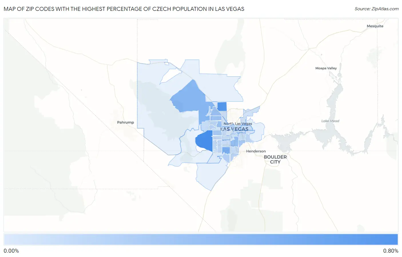 Zip Codes with the Highest Percentage of Czech Population in Las Vegas Map