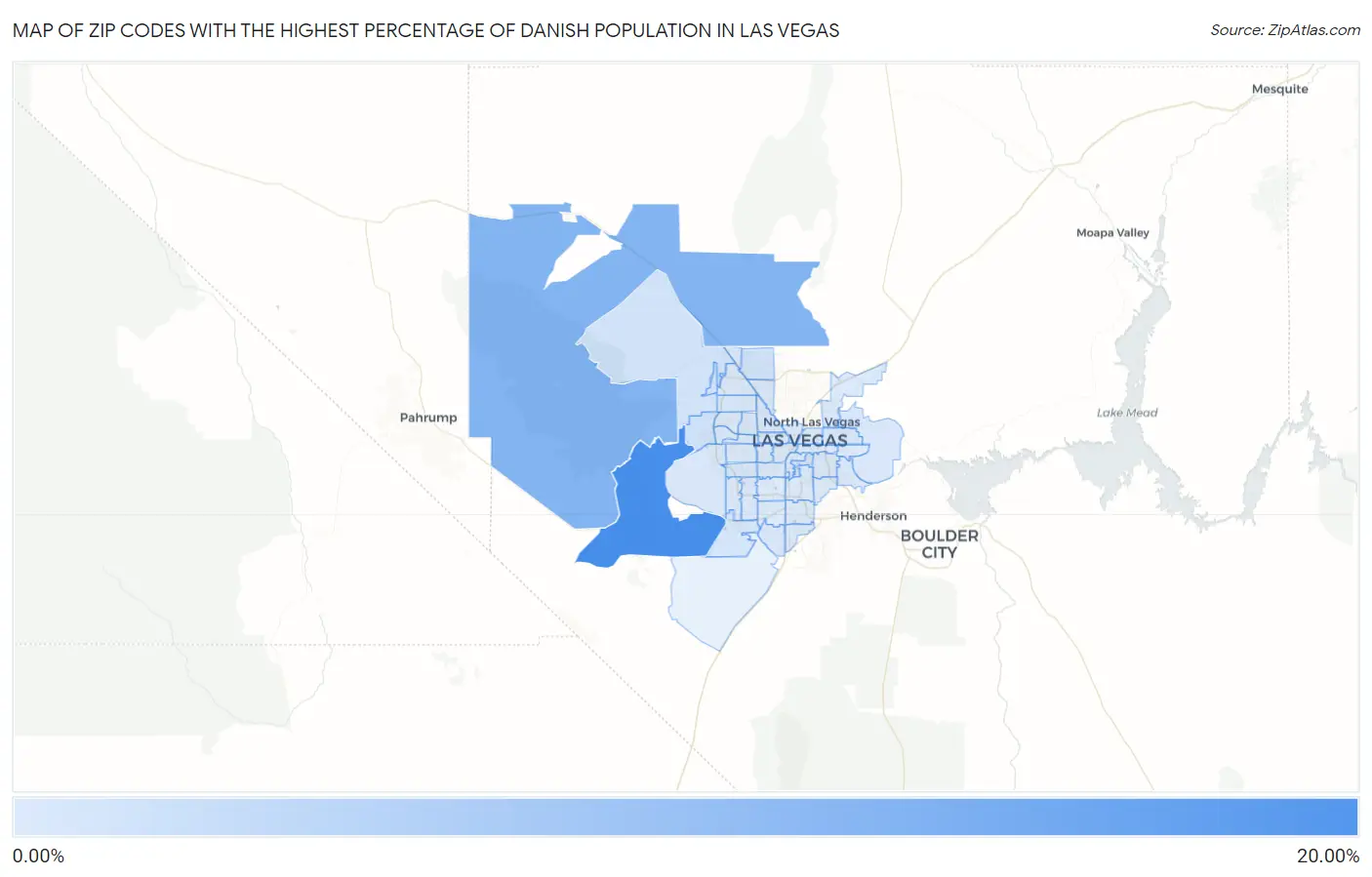 Zip Codes with the Highest Percentage of Danish Population in Las Vegas Map