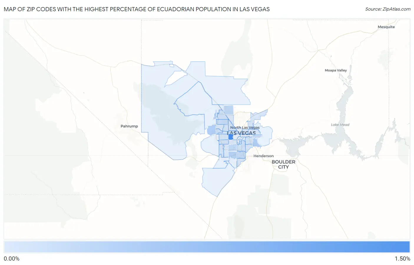 Zip Codes with the Highest Percentage of Ecuadorian Population in Las Vegas Map