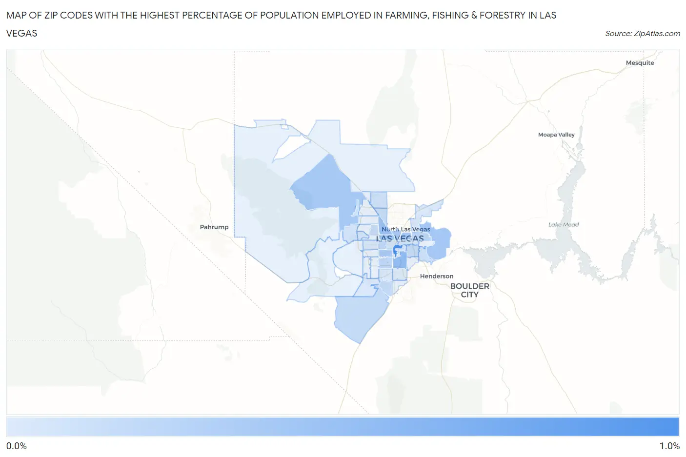 Zip Codes with the Highest Percentage of Population Employed in Farming, Fishing & Forestry in Las Vegas Map