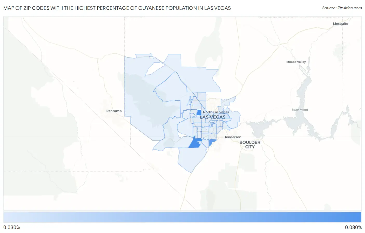 Zip Codes with the Highest Percentage of Guyanese Population in Las Vegas Map