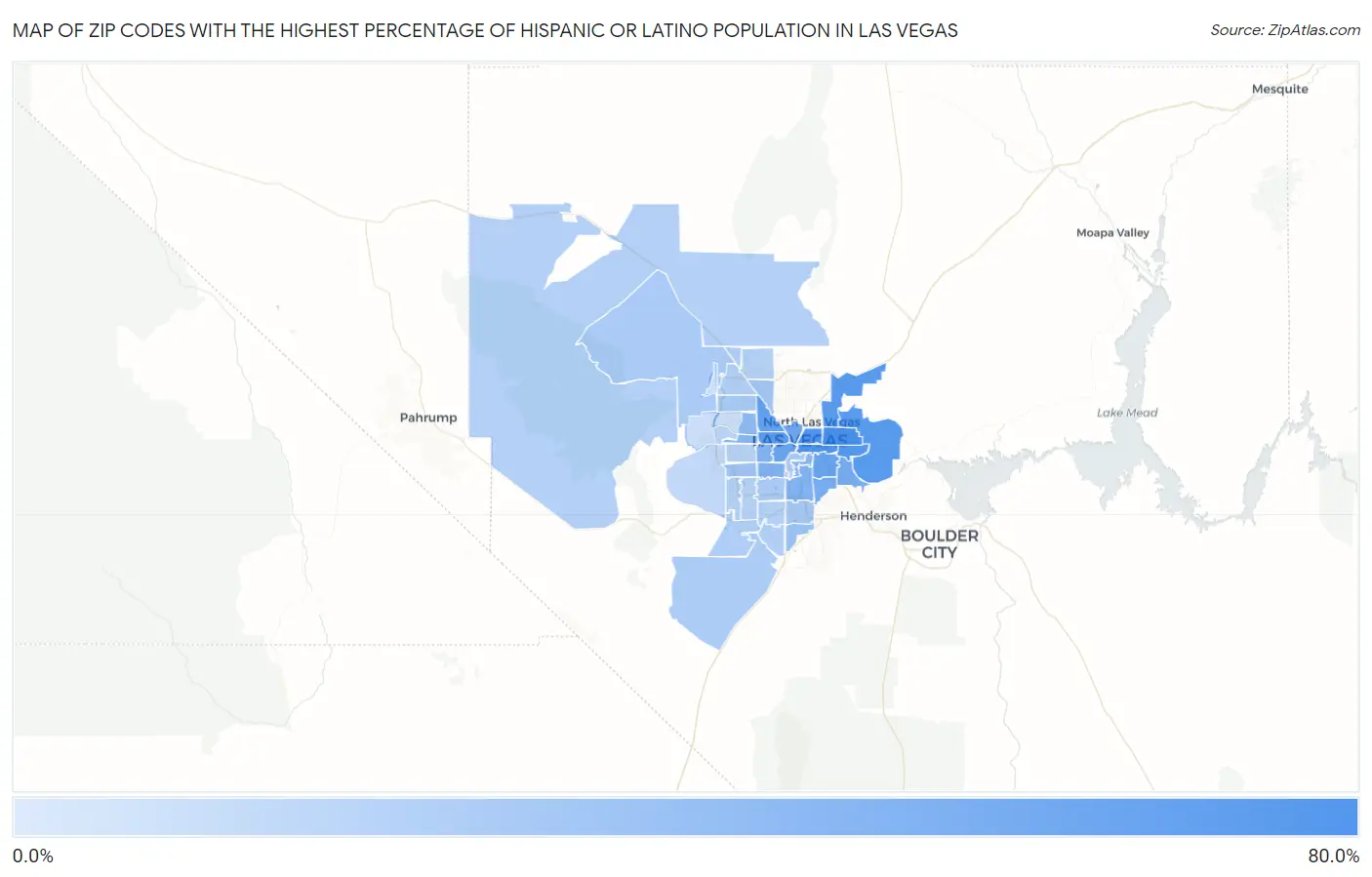 Zip Codes with the Highest Percentage of Hispanic or Latino Population in Las Vegas Map