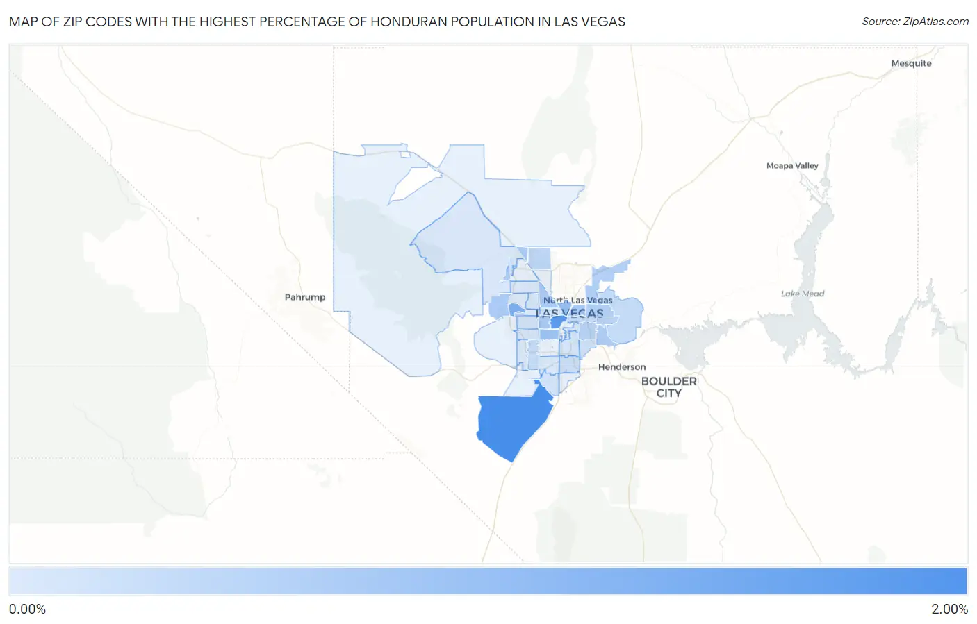 Zip Codes with the Highest Percentage of Honduran Population in Las Vegas Map