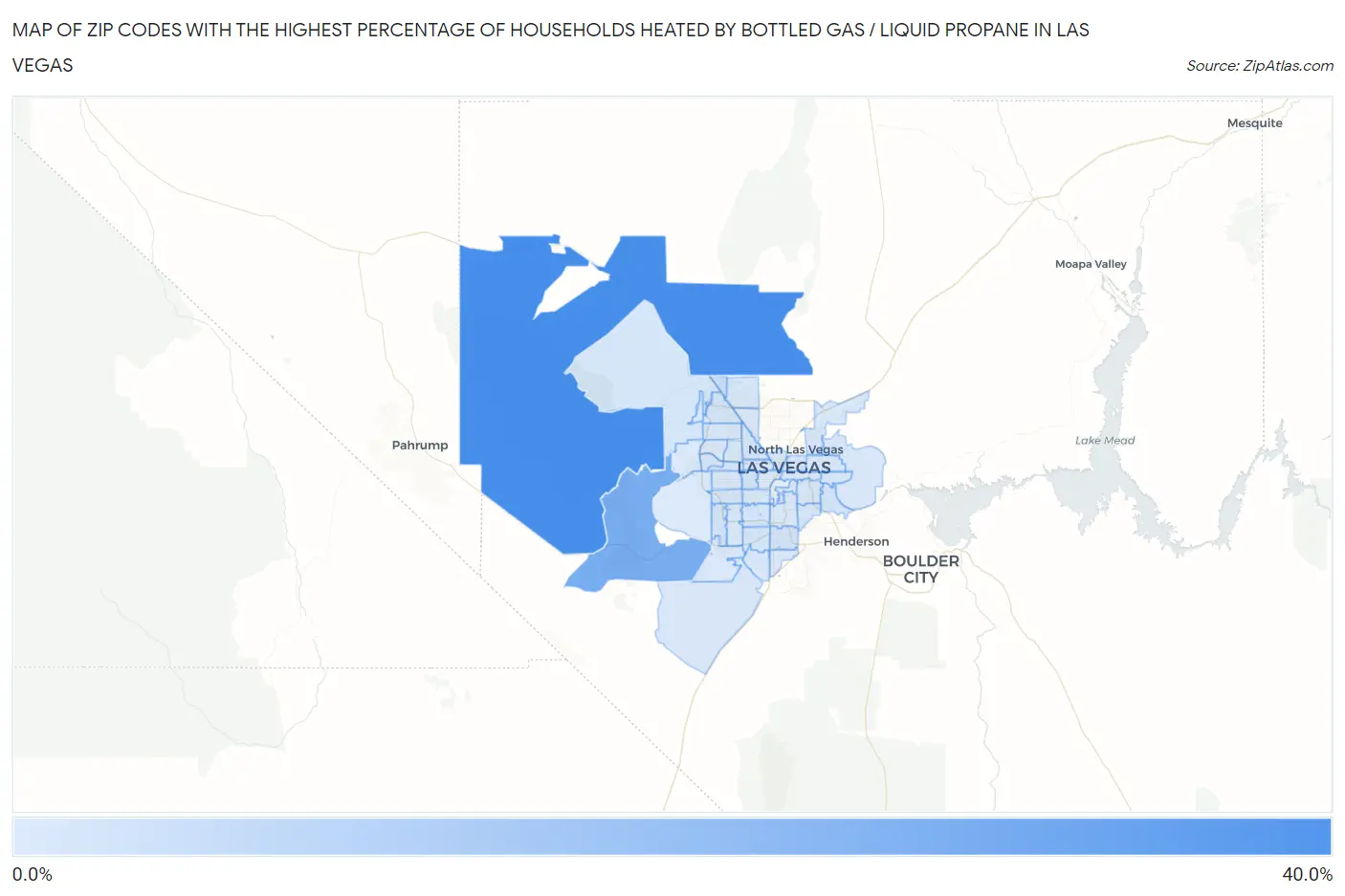 Zip Codes with the Highest Percentage of Households Heated by Bottled Gas / Liquid Propane in Las Vegas Map