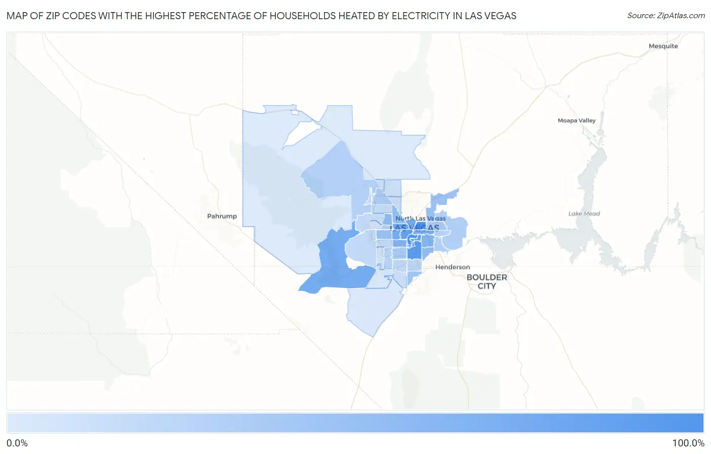 Zip Codes with the Highest Percentage of Households Heated by Electricity in Las Vegas Map
