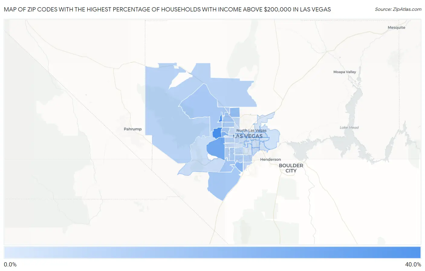 Zip Codes with the Highest Percentage of Households with Income Above $200,000 in Las Vegas Map