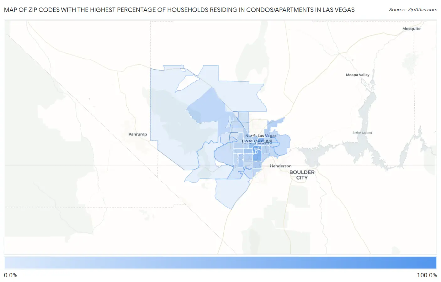 Zip Codes with the Highest Percentage of Households Residing in Condos/Apartments in Las Vegas Map
